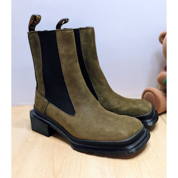Dr. Martens Maybole Olive Buttersoft Leather Tall Chelsea Boots UK 7 NWOT - Picture 2 of 13